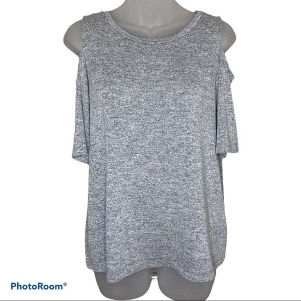 GAP Softspun Gray Marl Cold Shoulder Top Size Small